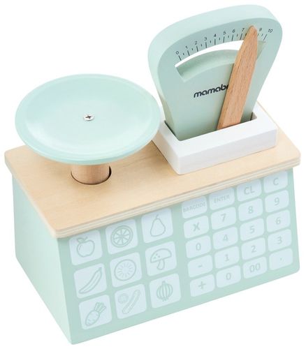 Duży drewniany sklep stragan teatr waga terminal płatniczy warzywa i owoce na Arena.pl