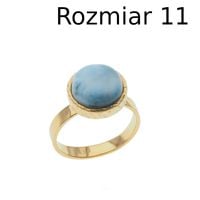 Pierścionek regulowany - okrągły Larimar 10 mm w srebrze złoconym 11 (Średnica wewnętrzna 16 mm) +/- 2 rozmiary regulacji