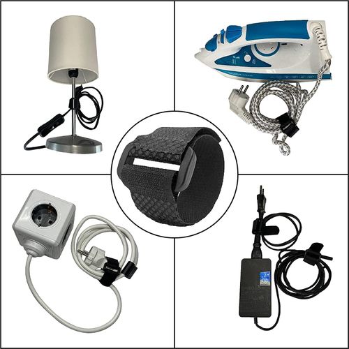 Opaski Kablowe Rzepowe 5 Metrów z 25 Klamrami Czarne Organizator Kabli na Arena.pl