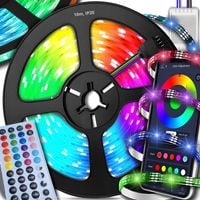 TAŚMA LED RGB 10m Ledy 5050 Listwa 230v 12v KOLOROWA NA PILOTA + APLIKACJA