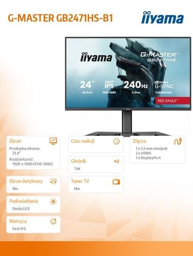 Monitor LED 24" iiyama G-Master GB2471HS-B1 Red Eagle na Arena.pl
