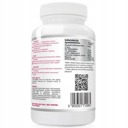 STRES ZMĘCZENIE Ashwagandha + Magnez + Wit B6 120t na Arena.pl