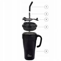 Kubek termiczny ze słomką ustnikiem stal nierdzewna Majestic Sport 650 ml