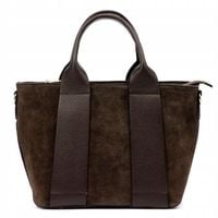 Torebka damska listonoszka Vera Pelle skórzana zamszowa brązowa czekoladowa