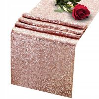 BIEŻNIK CEKINOWY NA STÓŁ ROSE GOLD WIECZÓR PANIEŃSKI DEKORACYJNY 180X30 CM