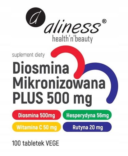 Aliness Diosmina Mikronizowana 500 mg ŻYLAKI HEMOROIDY 100 tabletek na Arena.pl