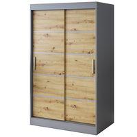 Szafa Przesuwna 120cm NINA  Antracyt / Artisan Garderoba 2 wnętrza