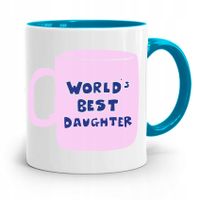 Kubek Błękitny Dla Córki World's Best Daughter Z Nadrukiem Ze Zdjęciem
