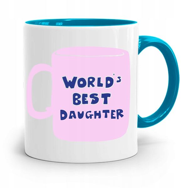 Kubek Błękitny Dla Córki World's Best Daughter Z Nadrukiem Ze Zdjęciem zdjęcie 1
