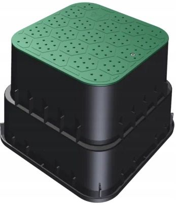 Duża Studzienka zaworowa LARGE 34x34x26,5 cm na 2 zawory HIDE zielony na Arena.pl