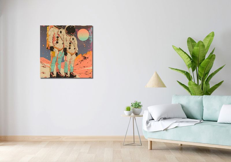 Obraz 70x70cm Astrounauci Kosmonauci zdjęcie 2
