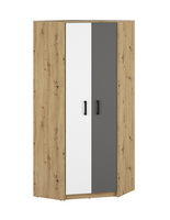 Szafa Narożna Młodzieżowa 2D 82 cm Artisan + Biel + Antracyt FINKS ML