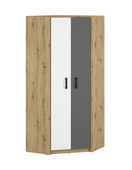 Szafa Narożna Młodzieżowa 2D 82 cm Artisan + Biel + Antracyt FINKS ML