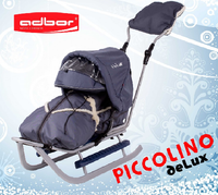 PICCOLINO GRAFITOWE DELUX Sanki ze spiworkiem+daszek OPARCIE