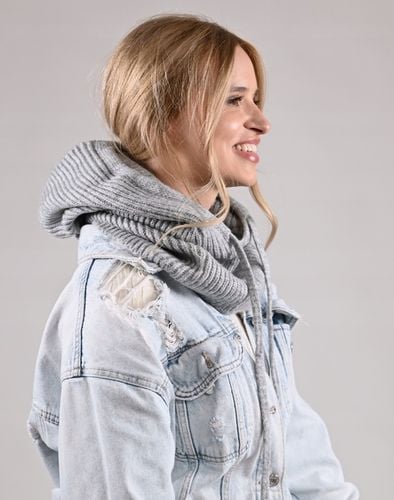 Czapka damska szara KAPTUR modny balaclava Kominiarka komin miekka zimowa na Arena.pl