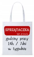Torba Biała Eco Shopper Dla Sprzątaczki Prezent Z Nadrukiem Ze Zdjęciem