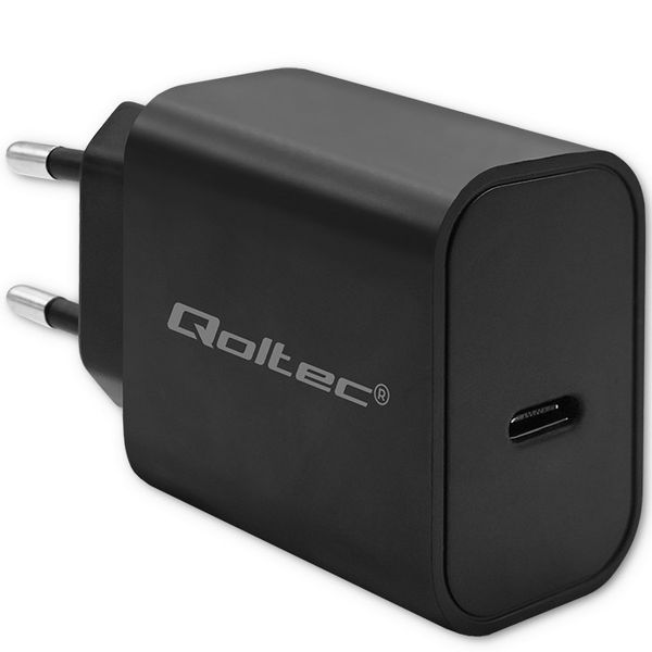 Qoltec Ładowarka Super Quick PD | 20W | USB typ C | Czarna zdjęcie 1