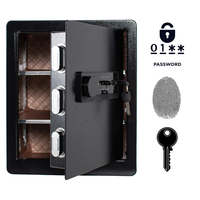 Pancerny Domowy Sejf Biometryczny Na Odcisk Palca 45x38x32 cm Czarny