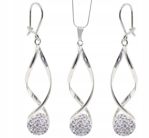 KOMPLET SREBRNY BIŻUTERII 925 DAMSKI Z CYRKONIAMI SWAROVSKI + GRAWER GRATIS na Arena.pl