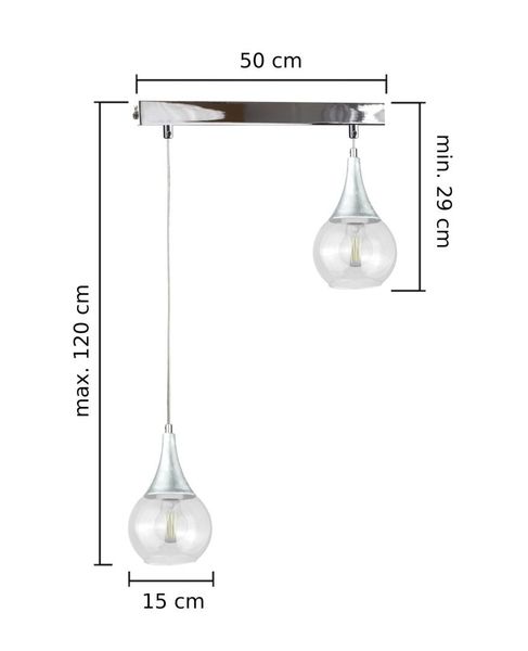Lampa wisząca 2xE27 LACRIMA CLEAR SILVER zdjęcie 2