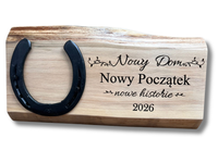 Deska z podkową nowy dom 2026 prezent parapetówka szczęście do powieszenia