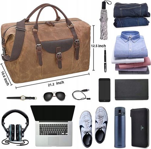 Duża pojemna torba podróżna paskiem na ramię Turystyczna Pojemna 54x27x32cm na Arena.pl