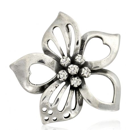 SREBRNY KOMPLET DUŻE KWIATY OKSYDOWANE SREBRO PRÓBY 925 zdjęcie 3