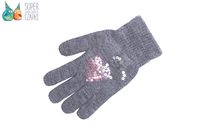 Rękawiczki pięciopalczaste cekiny szare 16cm