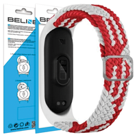 Beline pasek Mi Band 3/4 Textilered/white  czerwony/biały