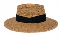 Kapelusz Damski Męski Letni Plażowy Słomkowy Klasyczny Regulowany Boater