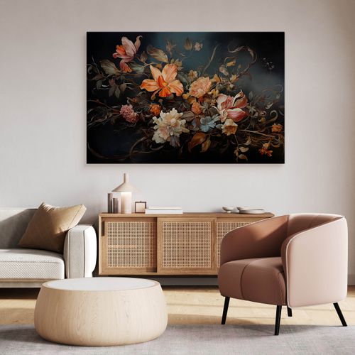 Obraz Do Salonu Tropikalne Kwiaty Liście Natura Abstrakcja 100cm x 70cm na Arena.pl