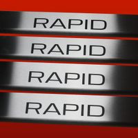 Listwa progowa SKODA RAPID Stal nierdzewna 304 mat z czarnymi literami 4szt