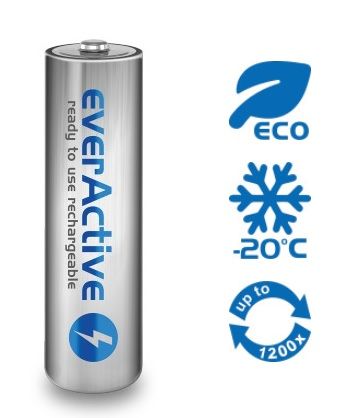 Akumulatorki baterie paluszki do ładowania AA R6 Ni-Mh 2szt 1,2V everActive na Arena.pl