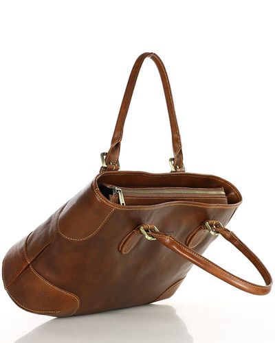Torebka do ręki kuferek genuine leather made in Italy - MARCO MAZZINI brązowy na Arena.pl