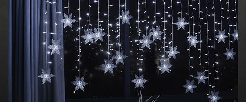 Kurtyna świetlna lampki śnieżynki 96 led  girlanda okienna zimny biały na Arena.pl