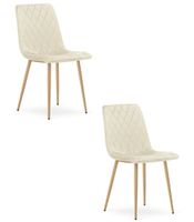 Krzesło TURIN - jasny beż aksamit / nogi kolor drewna x 2
