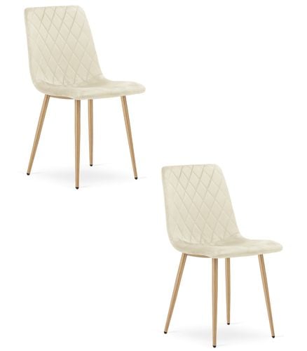 Krzesło TURIN - jasny beż aksamit / nogi kolor drewna x 2 na Arena.pl