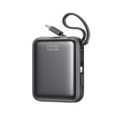 powerbank 10000mah 22.5w z wbudowanymi kablami usb-c lightning - czarny