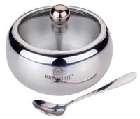 stalowa cukiernica z łyżeczką kinghoff kh-3732 satyna