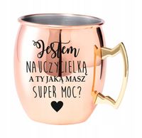 Kubek z uchem ze stali nierdzewnej z grawerem PREZENT DLA NAUCZYCIELKI