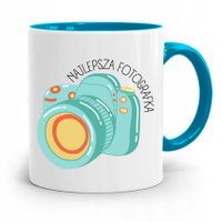 Kubek Błękitny Fotografa Najlepsza Fotografka Z Nadrukiem Ze Zdjęciem