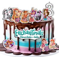 OPŁATEK ZESTAW URODZINY ENCHANTIMALS + IMIĘ