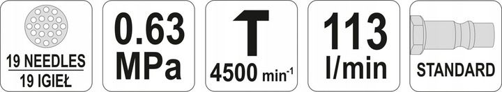 MŁOTEK PNEUMATYCZNY IGŁOWY DO RDZY YATO YT-09910 zdjęcie 11