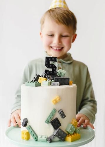 Świeczka urodzinowa cyfra 5 klocki, czarny na Arena.pl