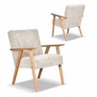 Fotel w stylu PRL retro vintage SOLER Family Meble beżowy sztruks Anafi