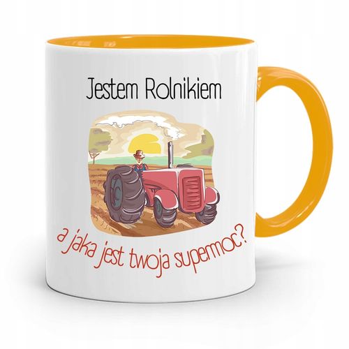Dla Rolnika Kubek Zółty Jestem Rolnikiem Prezent Z Nadrukiem Ze Zdjęciem na Arena.pl