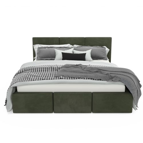 ŁÓŻKO TAPICEROWANE DO SYPIALNI 120x200 ŁÓŻKO PODWÓJNE Z POJEMNIKIEM KHAKI na Arena.pl