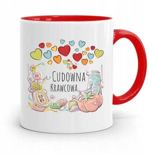 Kubek Czerwony Krawca Krawcowej Cudowna Krawcowa Z Nadrukiem Ze Zdjęciem na Arena.pl
