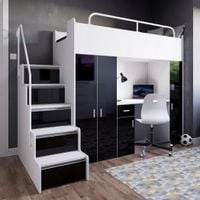 Łóżko piętrowe JSM-5 ze schodami biurkiem połysk
