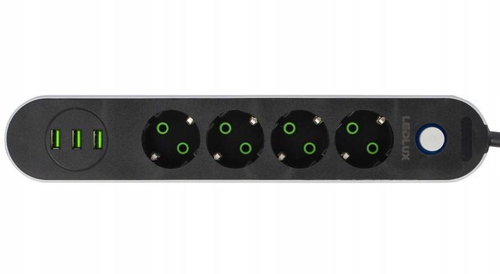 PRZEDŁUŻACZ listwa 2m 4 gniazda + 3x USB zdjęcie 4